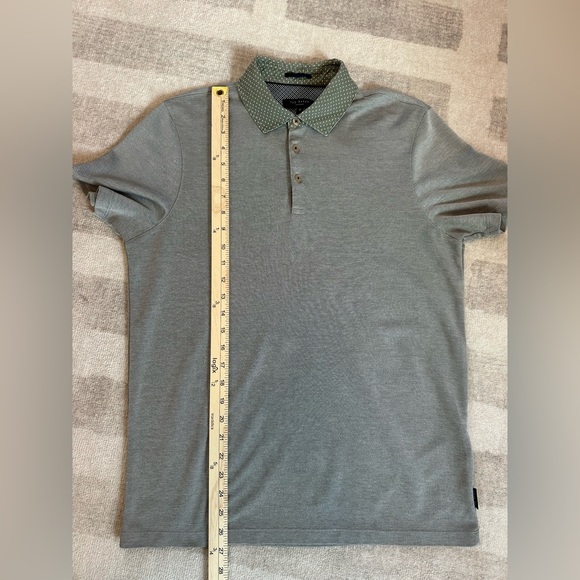 Ted Baker Mens Frend Short Sleeve Woven Collar Polo Green (Size 3=M) - Picture 6 of 7